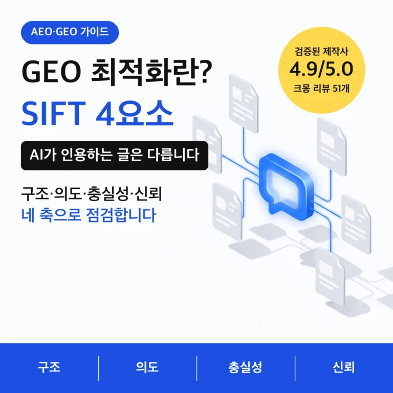 GEO 최적화 SIFT 4요소 — 구조·의도·충실성·신뢰로 AI 인용 만들기 | 시간부자웹